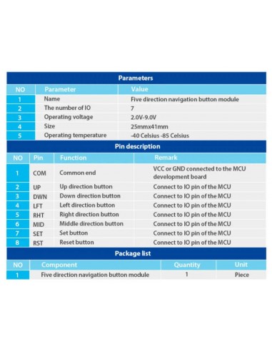 Botão de Navegação para 5 d Rocker MCU
