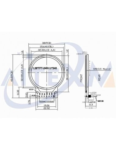 Display tft 1.28 Polegada tft rgb...